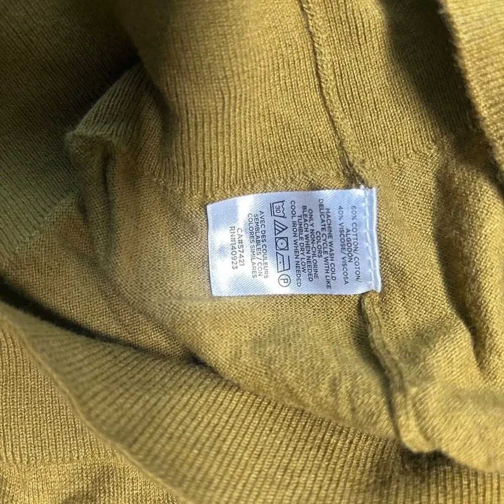 LOFT Outlet Women's Medium Olive Green Ruffle Cap Sleeve Knit Sweater Top